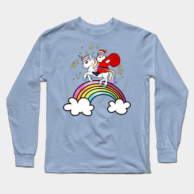 Santa claus and unicorn Long Sleeve T-Shirt by Morishasha